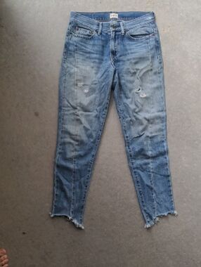 Able Light Blue Distressed Ankle Jeans